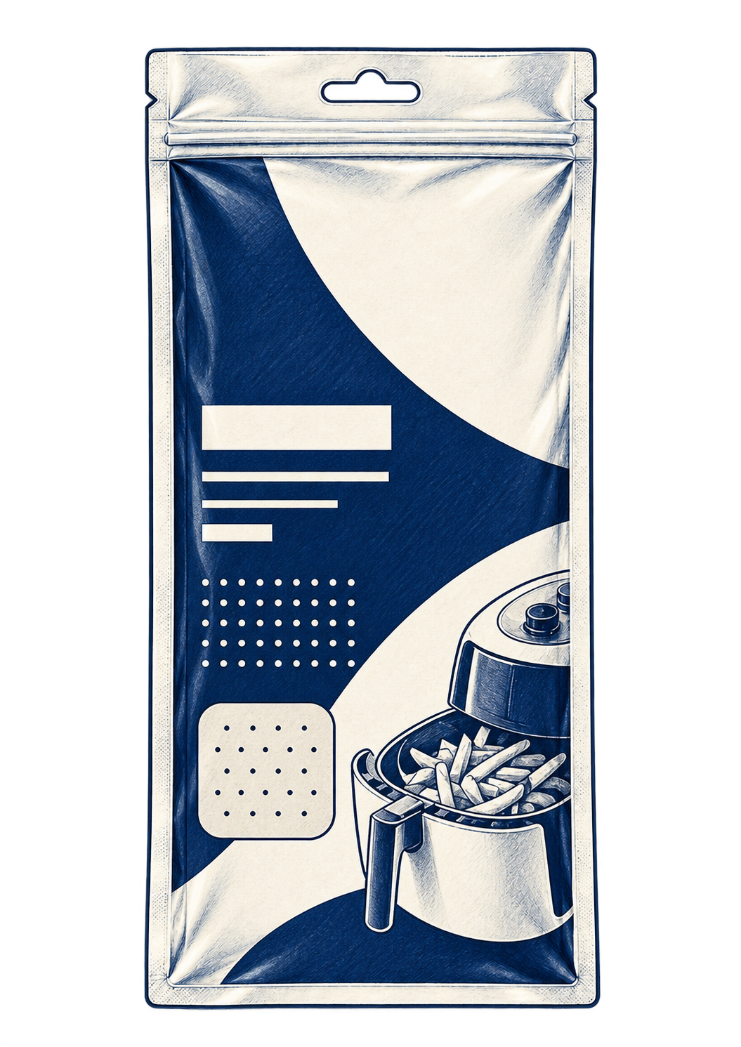 Boceto de packaging para Air Fryer Liners